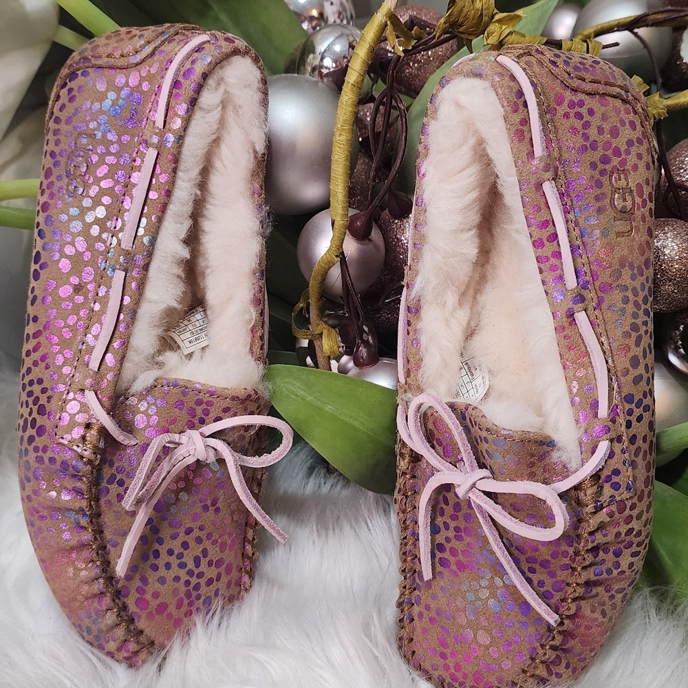 Ugg Unisex Dakota Metallic Pink Sparkle Slippers Women6 New
